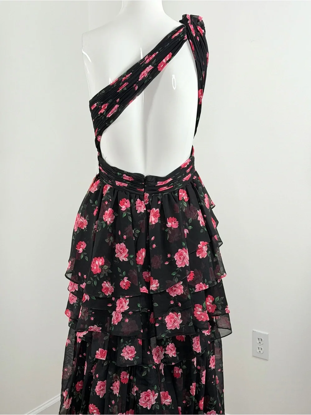 MAC DUGGAL 70246 One Shoulder Ruffled Floral Layered High-Low Dress Size 2